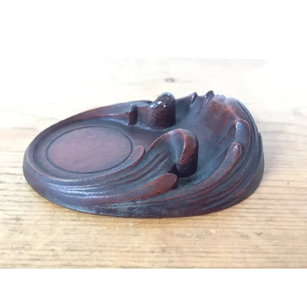 Vtg Syroco Wood Resin Faux Vase Figurine Stand Buddhist Altar Offering Bowl 1.5